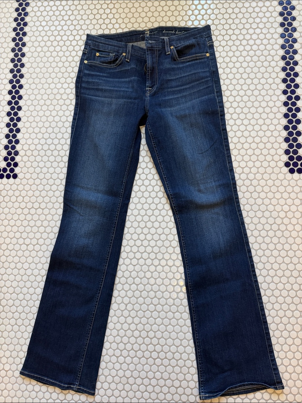 7 For All Mankind Dark Blue Flare Jeans - Picture 1 of 4